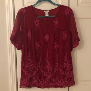 Sundance Pink Top with See-Through Sleeve Detail